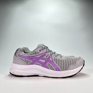 ASICS Contend 7 Gray Purple Running Shoes Sneakers 1014A192 Youth Size 6.5